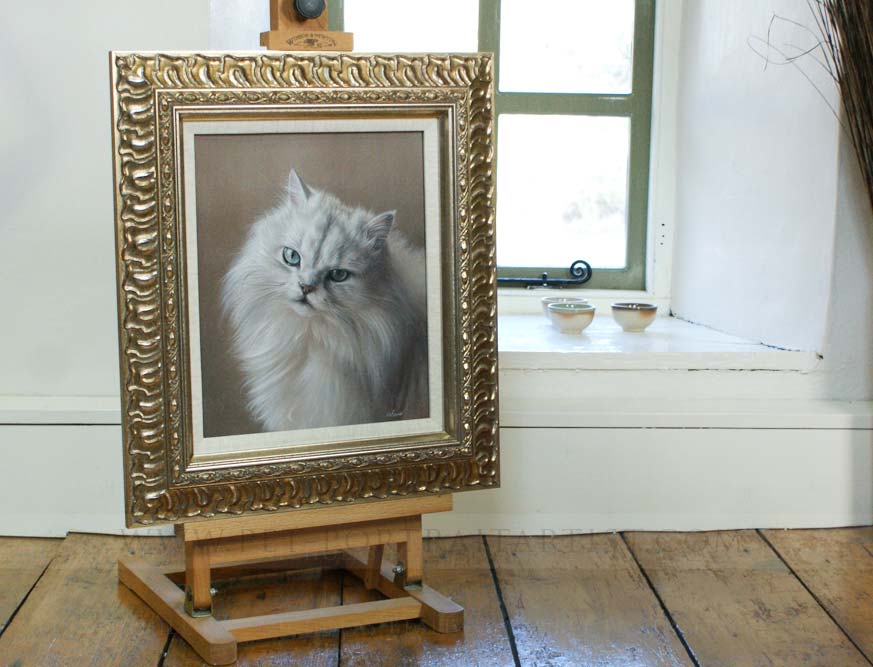 cat painting in oils framed