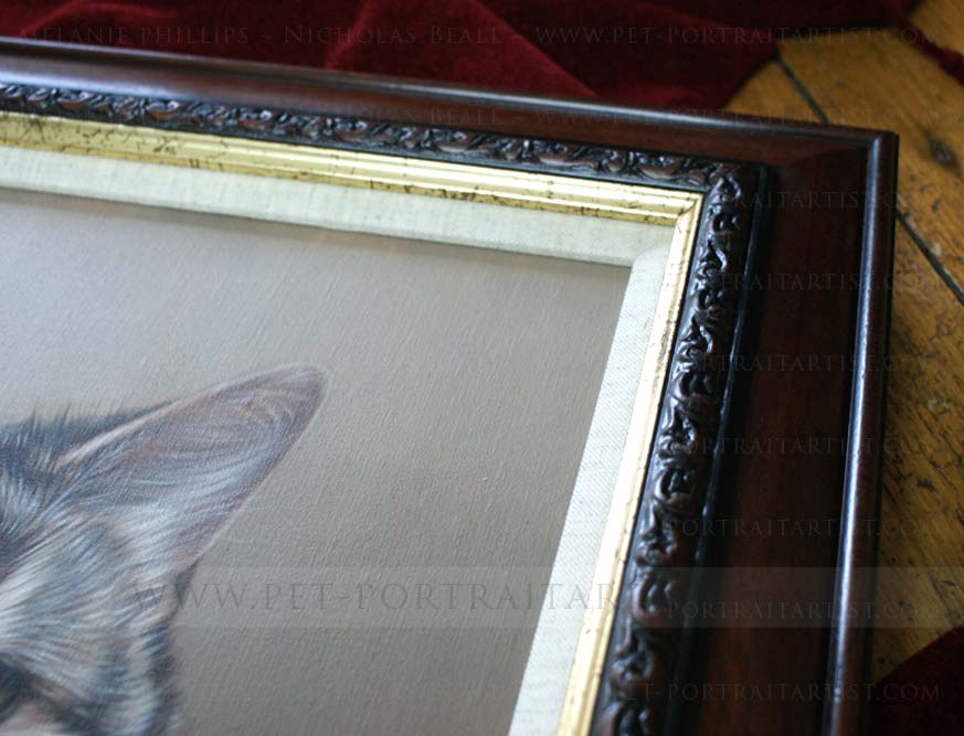 cat oil painting framed