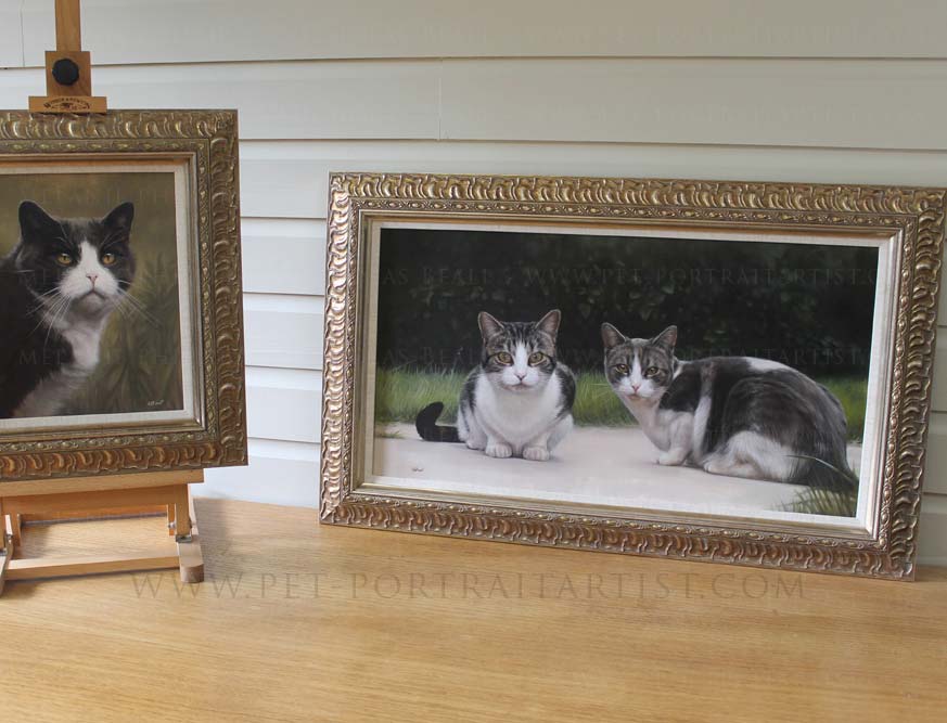 Cat Pet Portraits in Oil - both portraits