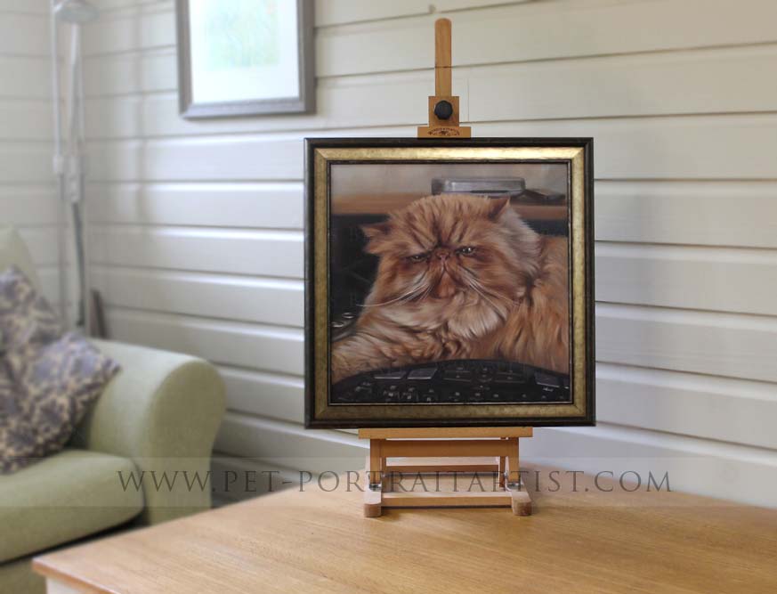 Oil Cat Portraits Framed on the Mini easel