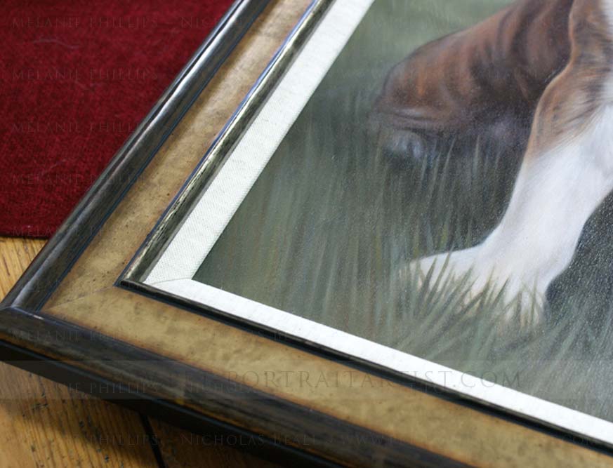 Close up of the frame and painting