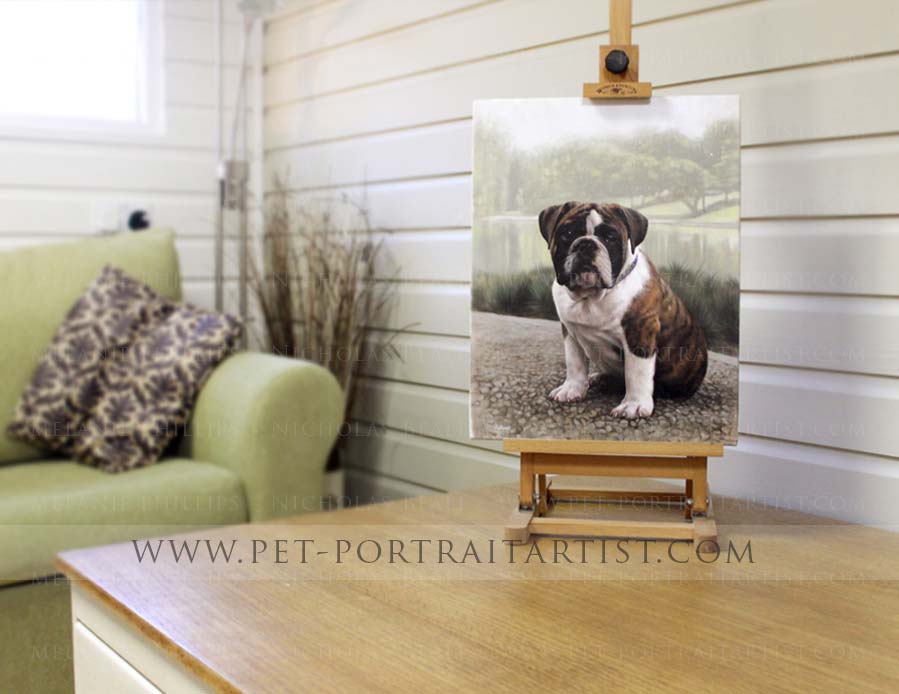 The painting of Otis on the mini easel