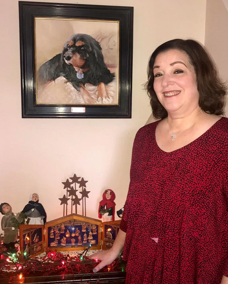 Client with King Charles Spaniel Oil Painting Client with King Charles Spaniel Oil Painting