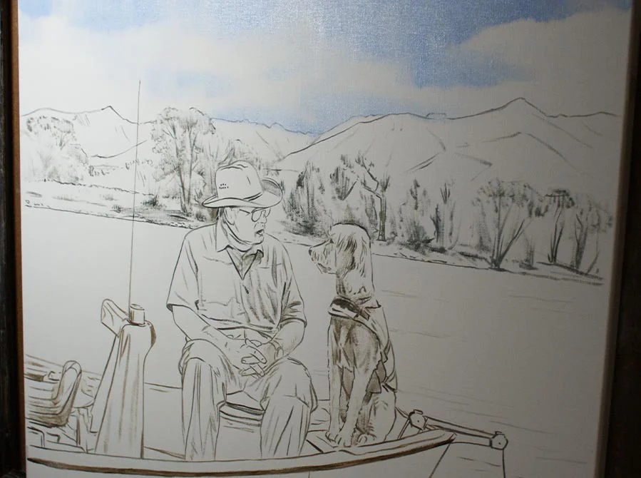 Work in Progress – Man and Dog on Boat