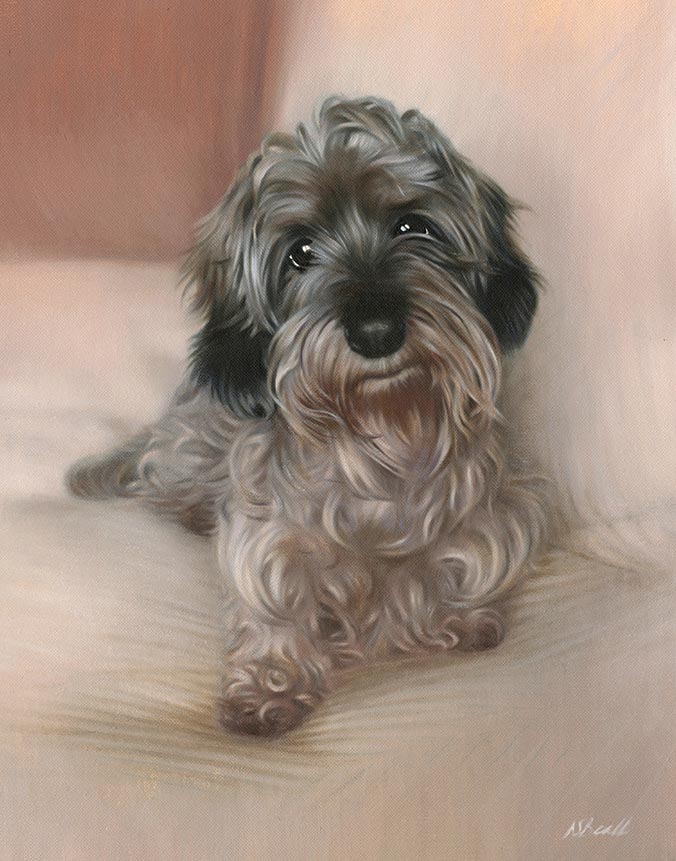 Oil painting of a Dachshund