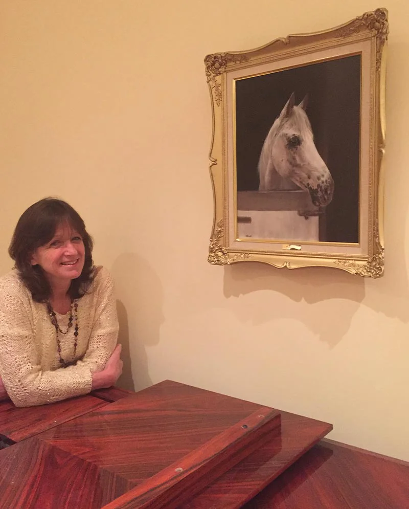 Framed Horse Portrait Displayed on Client’s Wall Framed horse portrait of Ariel displayed on the client’s wall in their home.