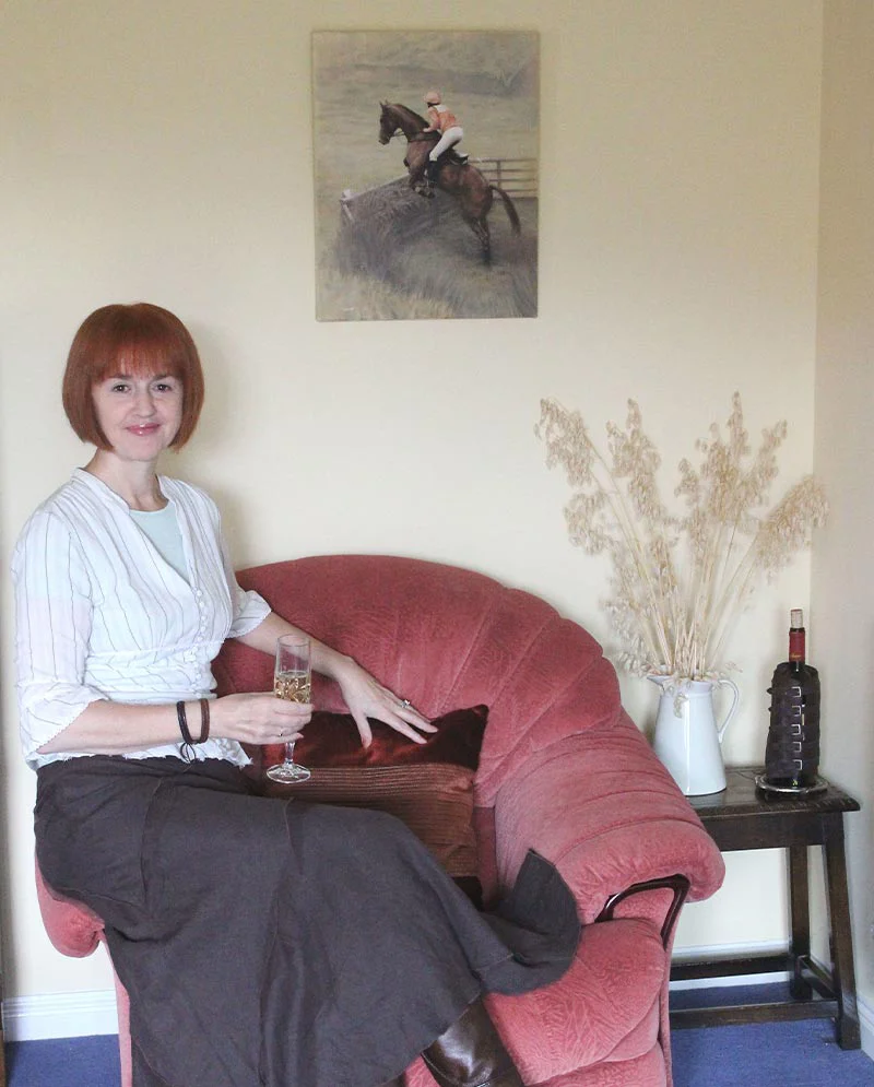 Horse and Rider Portrait – Displayed in Client’s Home Horse and rider portrait displayed in the client’s home, showing its final placement.