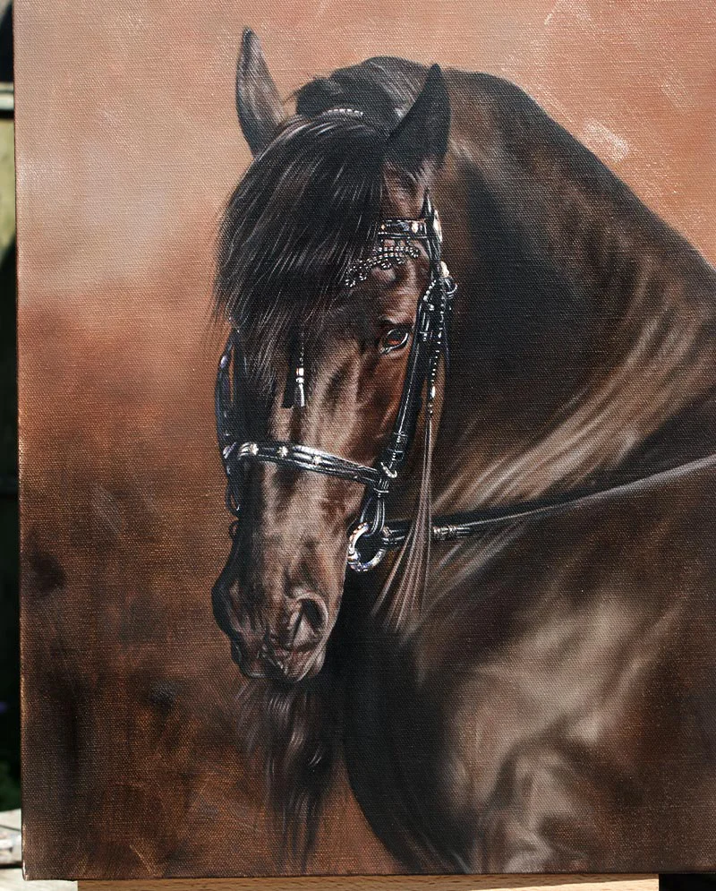 Horse Portrait – Final Progress Layers Horse portrait of Eric showing final progress layers and finishing touches.