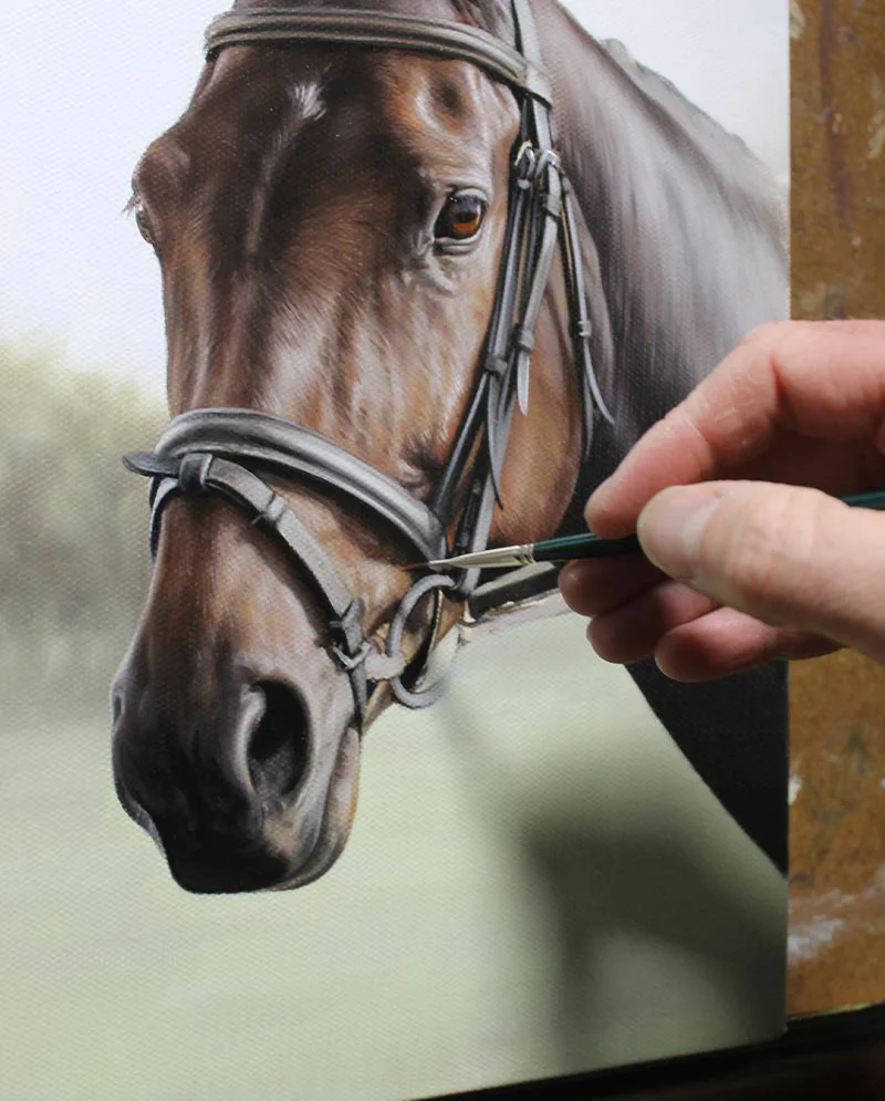 Horse Oil Painting – Final Layers and Detail Horse oil painting of Leah, showing final layers and intricate details.