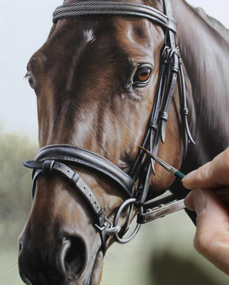 Close-Up of Horse Oil Portrait Close-up of the horse oil portrait of Leah, highlighting brushwork.