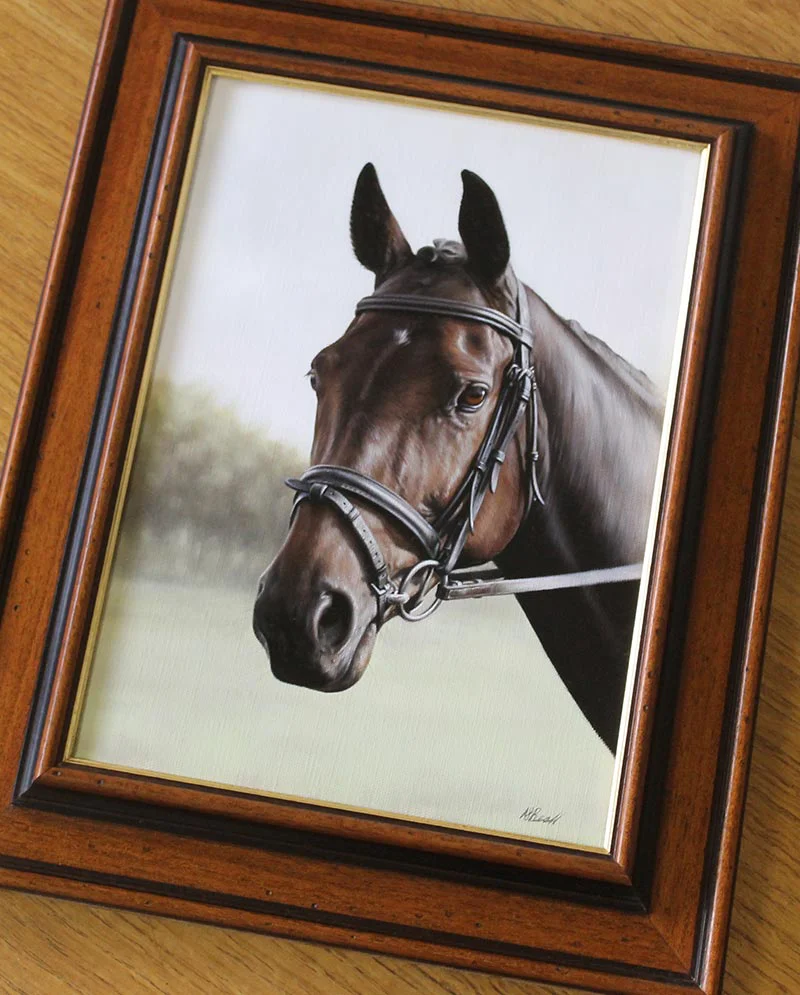 Framed Horse Oil Portrait Framed horse oil portrait of Leah, beautifully presented.