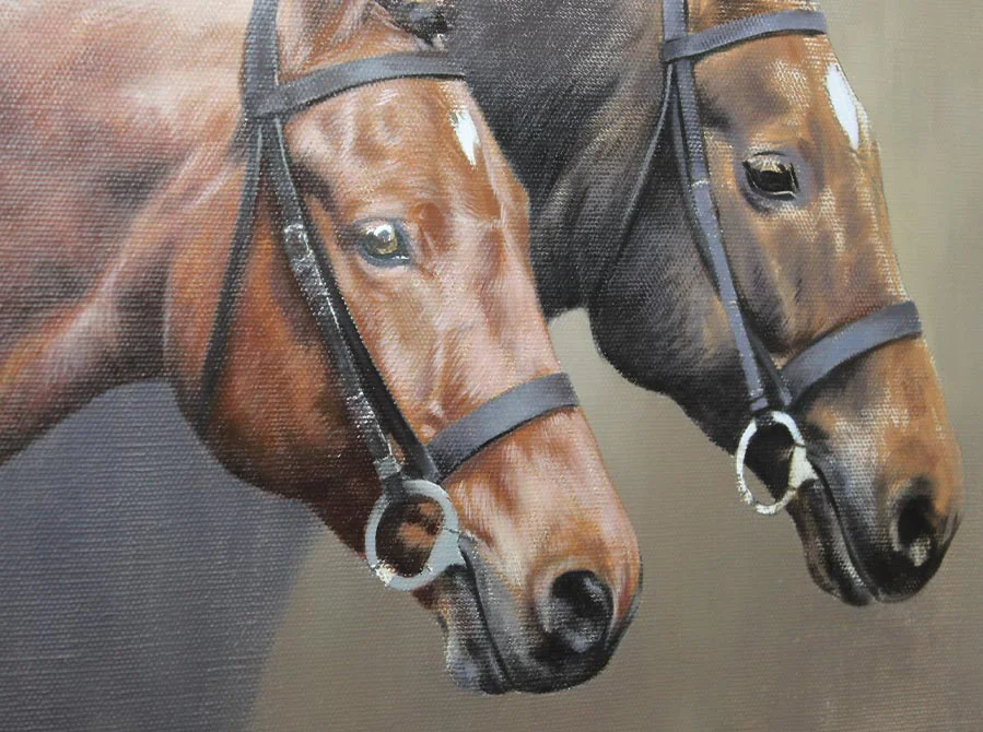 Adding Detail – Horse Oil Portrait Adding detail to the double horse oil portrait of Jubilee and Trinity.