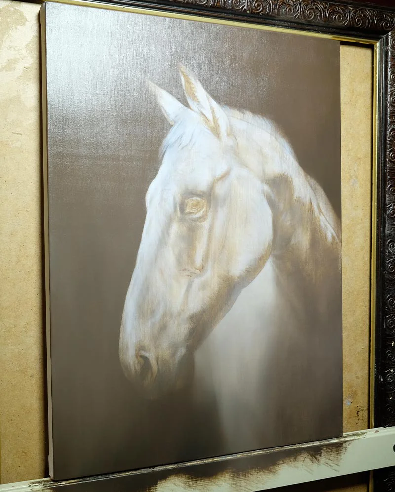 Horse Portrait of Elly - Background Blocked In Horse portrait of Elly with the background blocked in with initial colors.