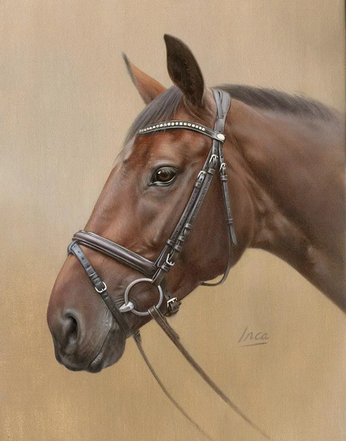 Inca the horse, hand-painted oil portrait by Nicholas Beall