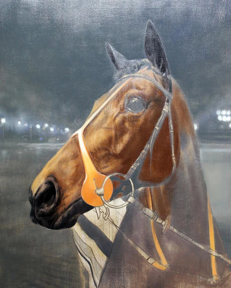 Adding Colour to Race Horse Portrait, enhancing vibrancy Artist adding vibrant colors and layers to the race horse portrait