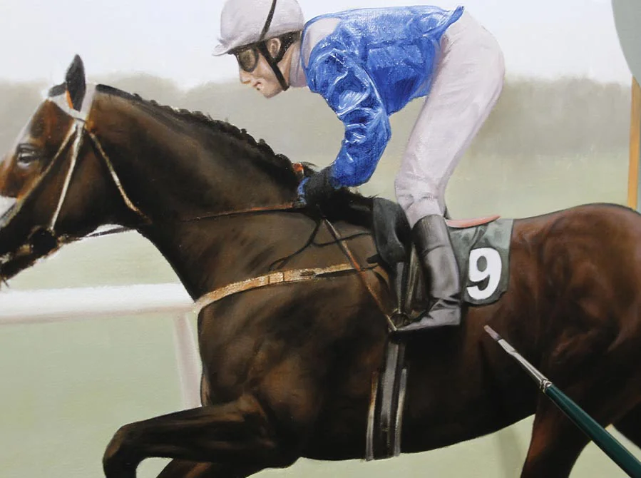 Merchant of Dubai – Finished Racehorse Portrait, a completed artwork The finished racehorse portrait of Merchant of Dubai, completed and ready