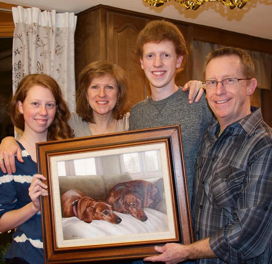 Kevin and Family with the Portrait of Maggie and Max