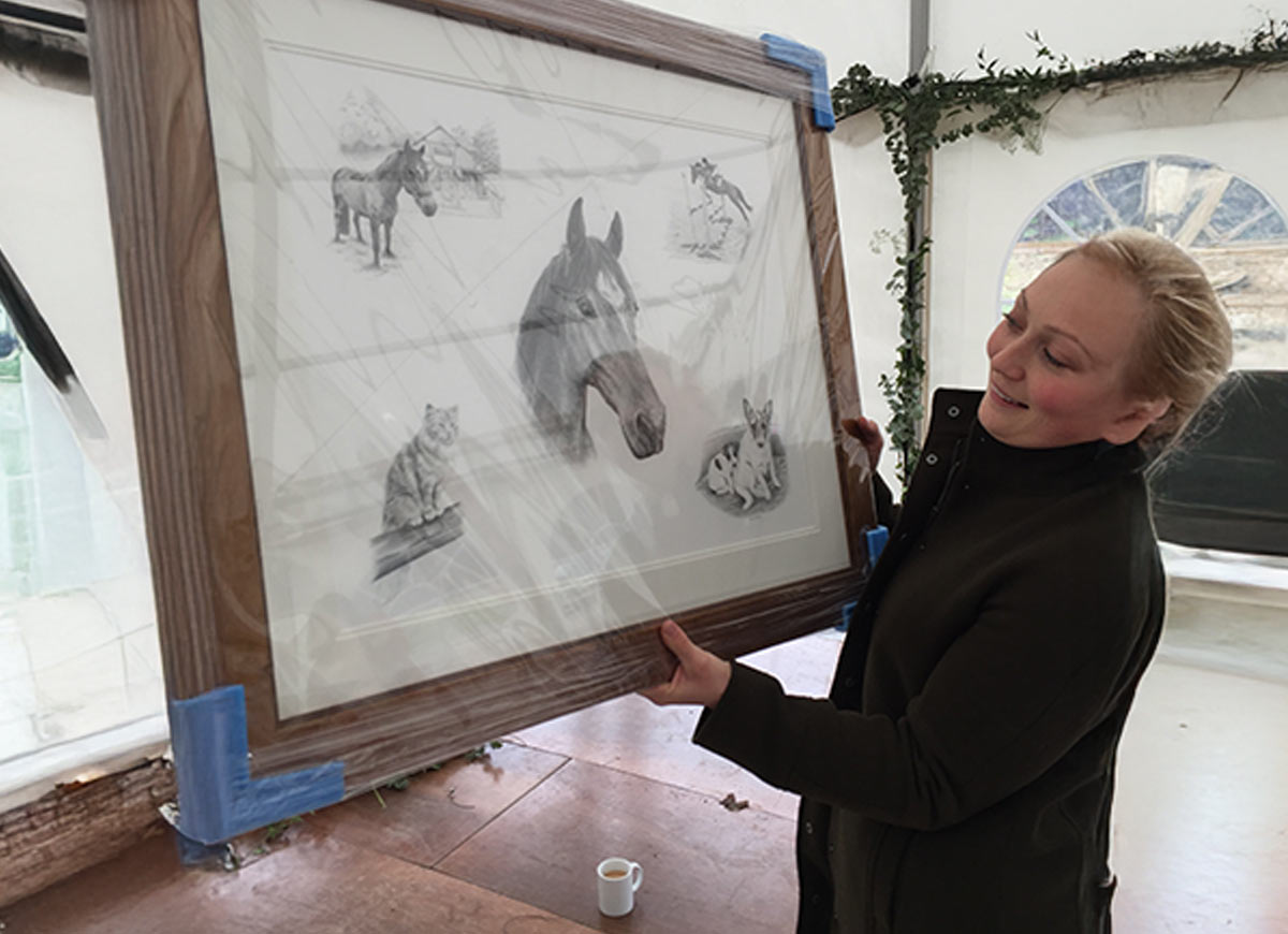 Montage pet portraits in pencil by artist melanie phillips.