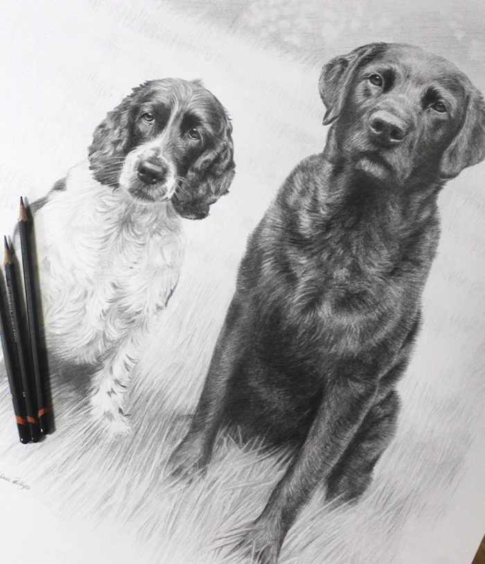 Melanie drawing a dog Drawing a dog choosing between oil and pencil Advice