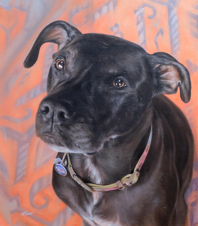 Oil painting of a dog