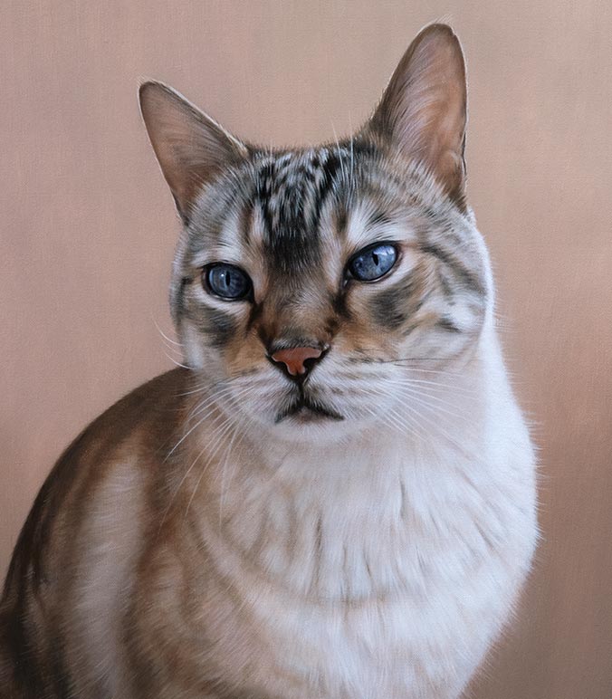 Oil painting of a Siamese cat