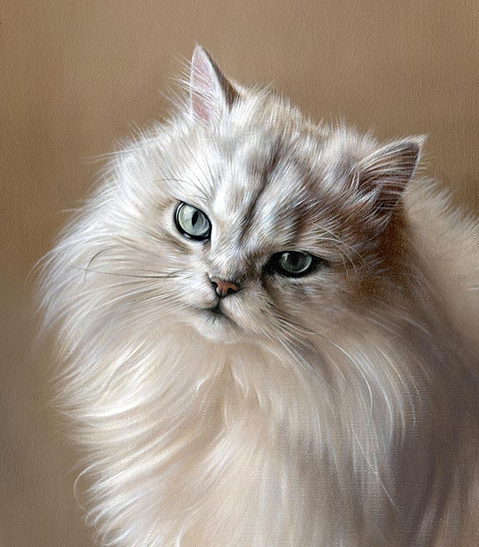 Oil painting of a Persian cat
