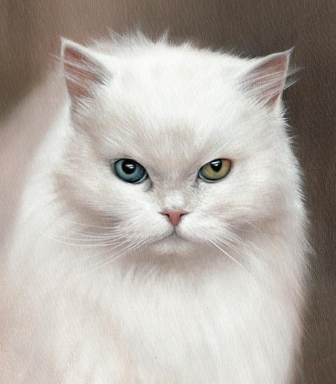 Oil painting of a White Cat