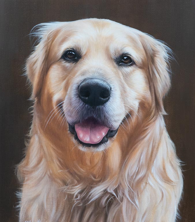 Oil painting of a Golden Retriever