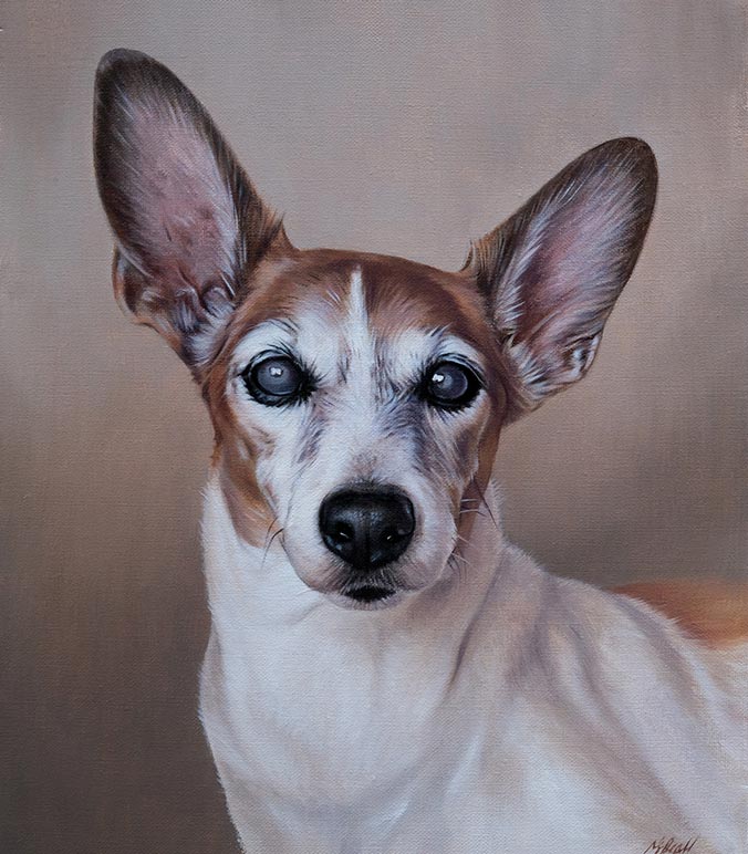Oil painting of a Jack Russell