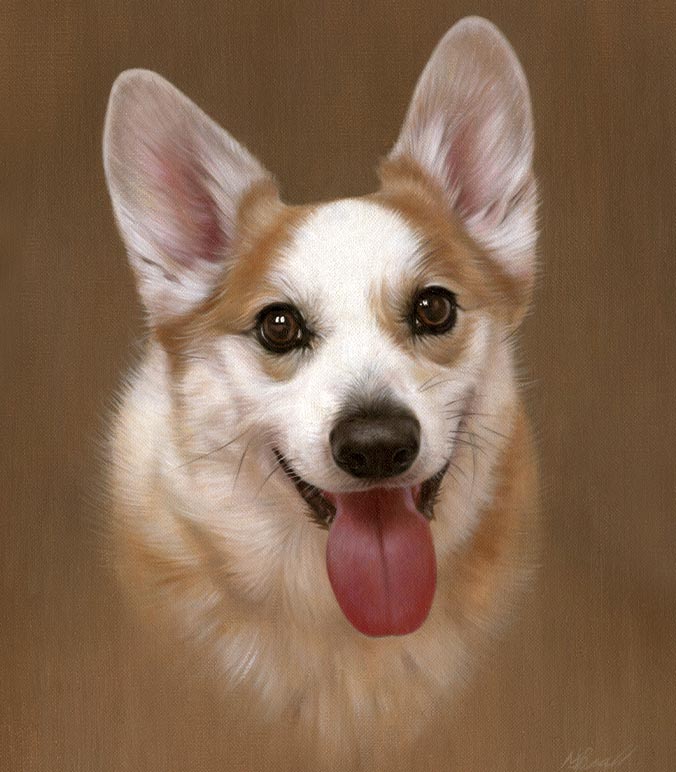 Oil painting of a Corgi