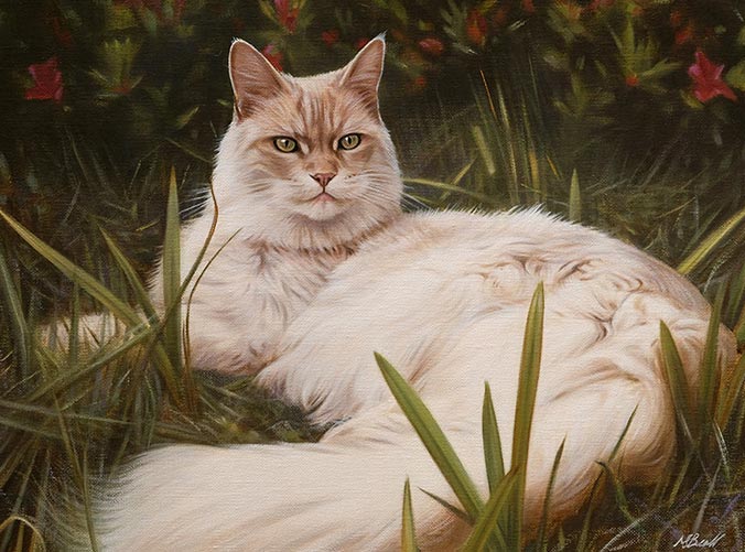Oil painting with garden background