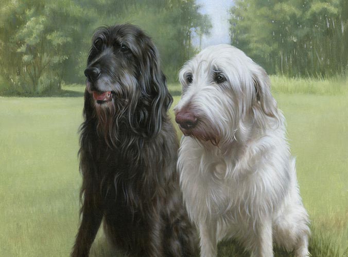 Oil painting with garden background