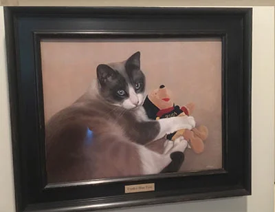 Gary and Barb's Testimonial for Frankie's Portrait A stunning, almost 3D oil portrait of Frankie, which has amazed clients Gary and Barb for its color and realistic skill.