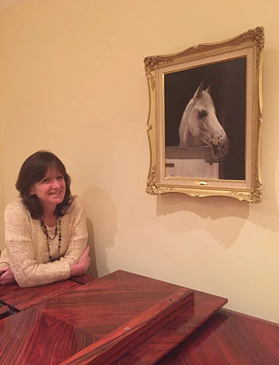 A Client's Mum Loves Her Horse Portrait A newly completed horse portrait displayed in a home, with a client expressing their mum's love for the painting.